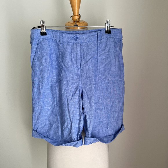 Sportscraft Pants - Sportscraft Ladies Light Blue Casual Linen Shorts Size 8